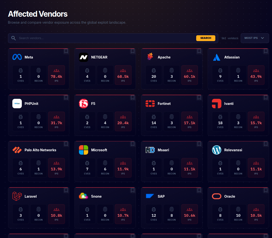 Vendors Page